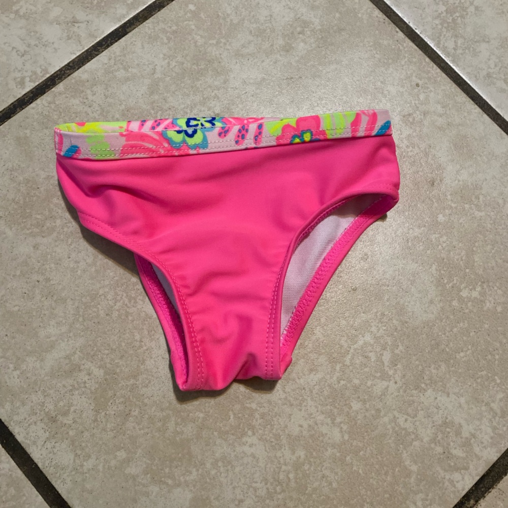 Wonder Nation Pink Swim Bottoms with Floral Waistband